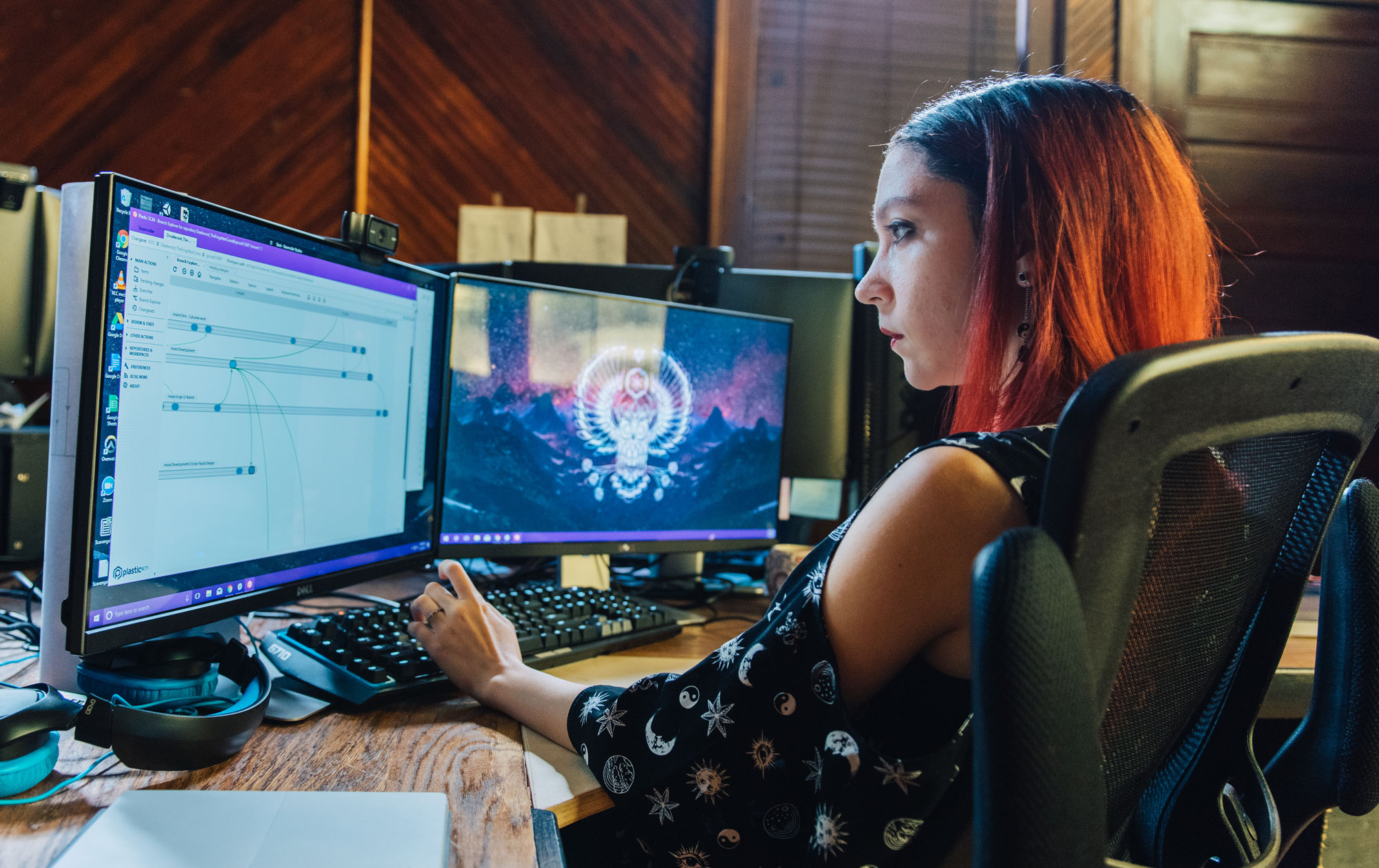 girl working on computer